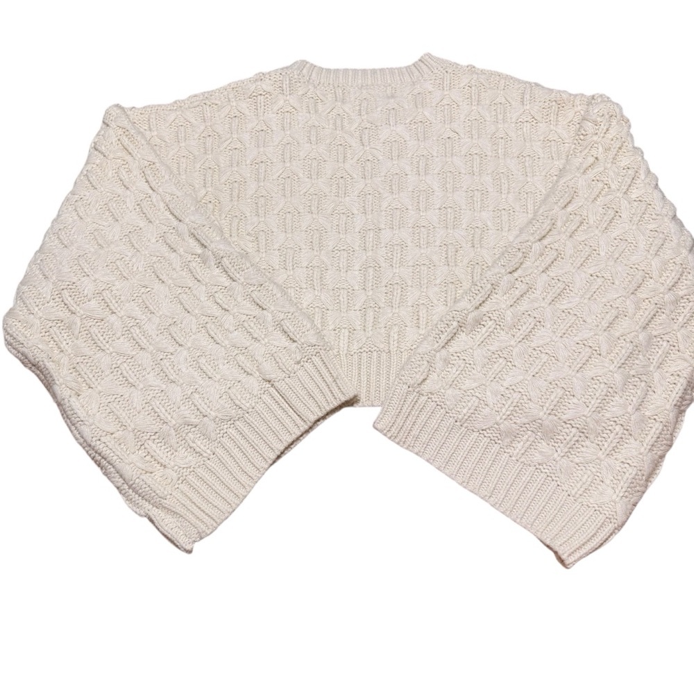 Anthropologie | NWT Cream Cropped Cable  Knit Cardigan Sweater | ONE SIZE - Picture 8 of 13